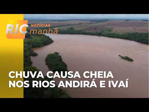 Chuva faz Rio Andirá subir e ponte é interditada; Rio Ivaí também sobe e se aproxima de ponte