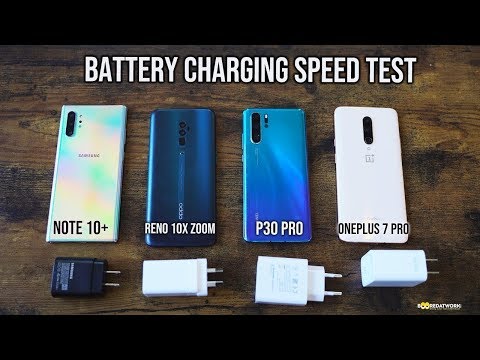 Galaxy note 10+ vs Oneplus 7 pro vs Huawei P30 pro vs Oppo reno 10x zoom Battery Charging Speed Test