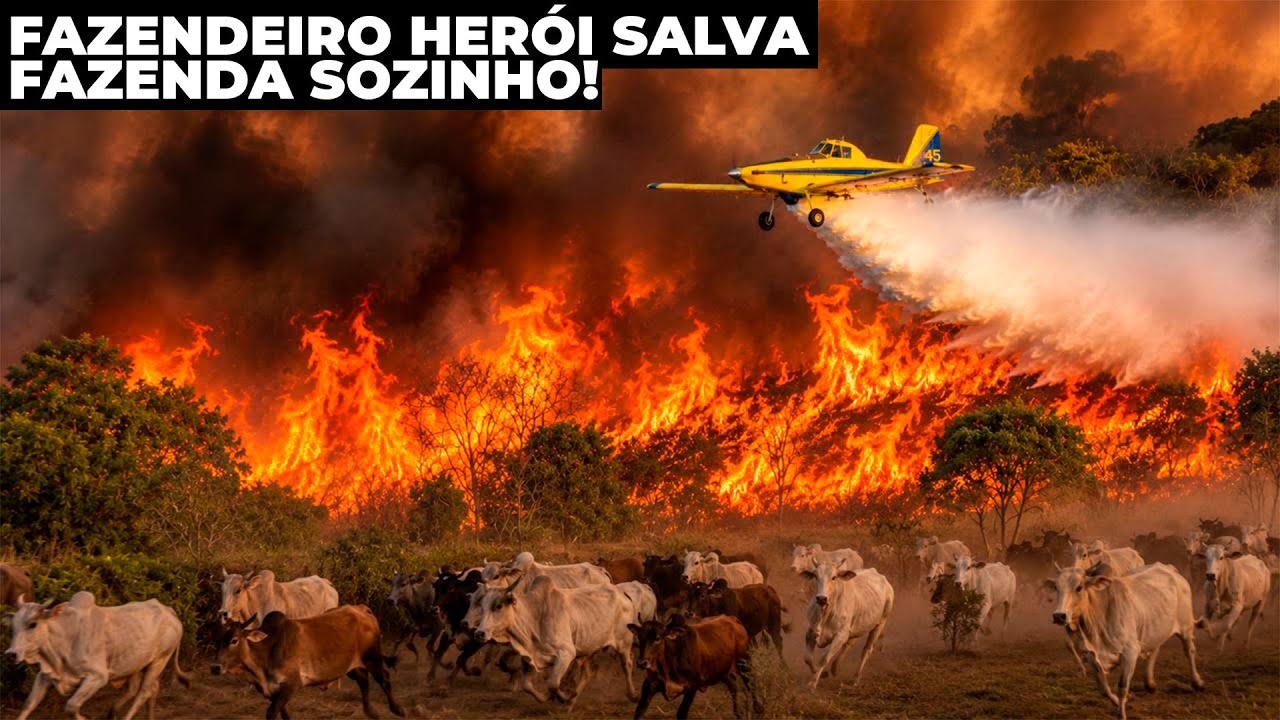 FAZENDEIRO APAGA FOGO DE FORMA INACREDITÁVEL COM AVIÃO