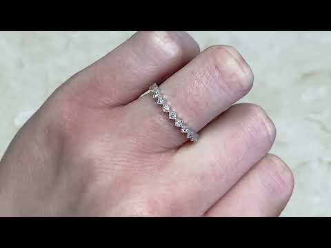 0.10ct Round Brilliant Diamond 14k White Gold Half Eternity Band - Selma Band - Hand Video