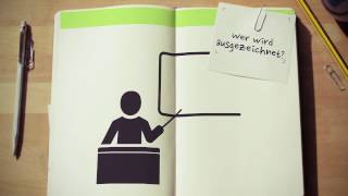 Video-Thumbnail des Erklärvideos: Animiertes Icon eines dozierenden Wissenschaftlers in aufgeschlagenem Notizbuch