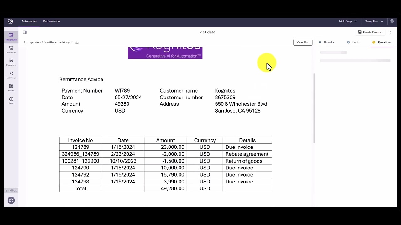 Extract Structured Data on the Kognitos Platform