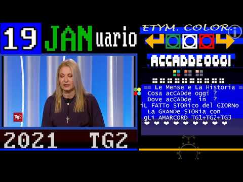 TITOLi TG2 giorno 19 GENNaio 2021 MarteDìì + titoli incrociati con RAI STORIA OGGI e TELEVIDEO