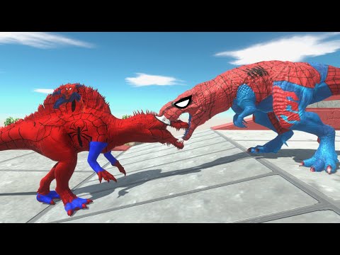 SPIDER-MAN NO WAY HOME T-REX DEATH FALL - Animal Revolt Battle Simulator