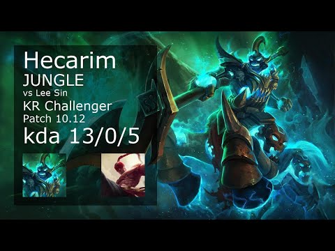 Hecarim vs Lee Sin Jungle - KR Challenger 13/0/5 Patch 10.12 Gameplay // [롤] 헤카림 vs 리 신 정글
