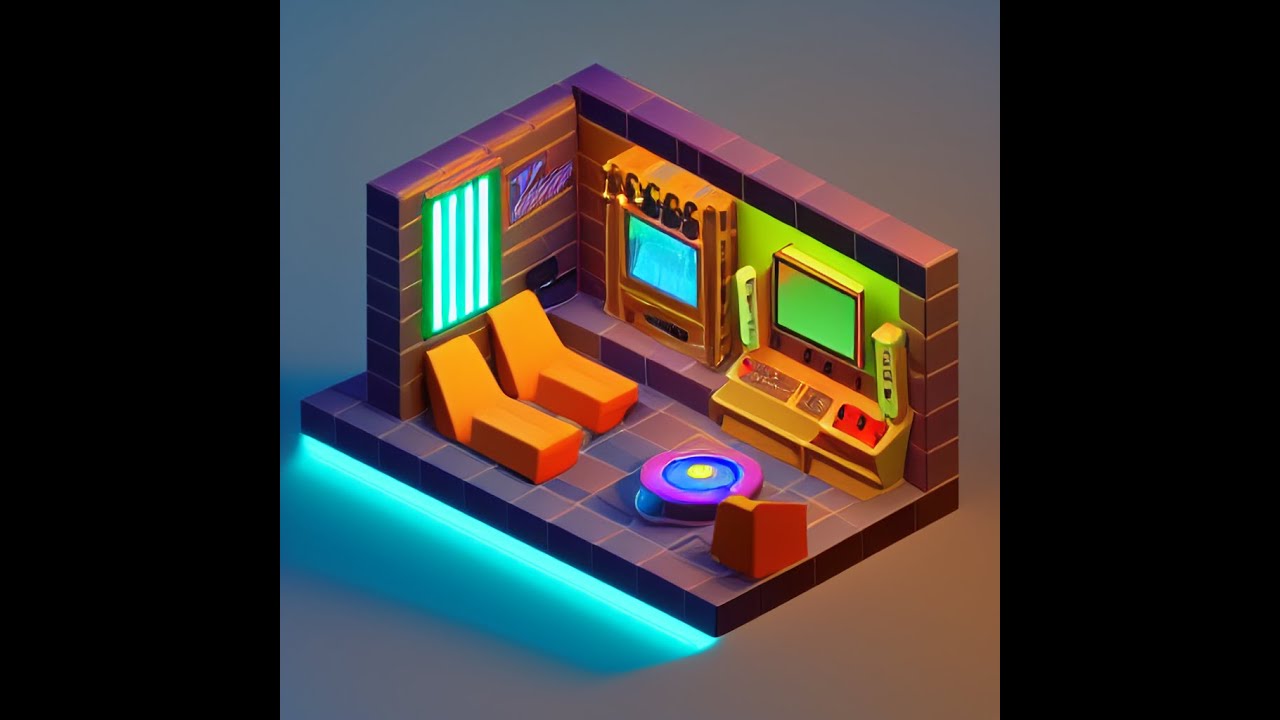 Stable Diffusion - Isometric Rooms