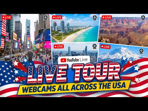 🔴🅻🅸🆅🅴🔴Famous USA Cities Webcam Tour 🇺🇸🏙️Las Vegas NYC Miami🗺️Hollywood🌃24/7 Stream of American Life🚕