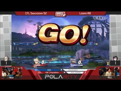 CFL Smackdown 92 WiiU - Riot (Bayonetta, DK) vs Mugi (Corrin) - Losers R8