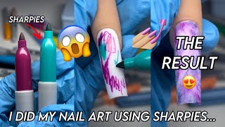 I DID MY NAIL ART USING SHARPIES...😱💅🏼 (FAIL??) *ASMR*