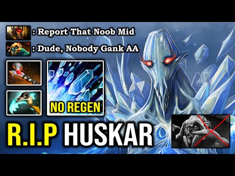 CANCER MID HUSKAR? NO PROBLEM!!! Crazy Ice Blast AA 100% Counter with Zero HP Regen & Godlike DotA 2
