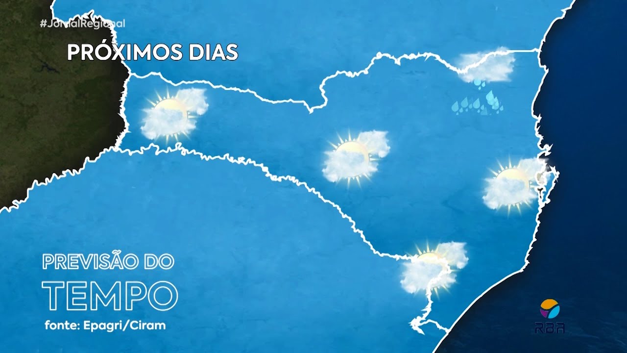 A instabilidade se afasta, e uma massa de ar mais seco passa a atuar sobre Santa Catarina.