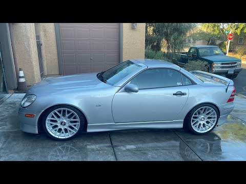 New suspension install on the Mercedes Benz SLK. It's getting hot out here!