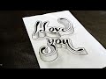 I Love You I Love U 3d Draw Love Letter Design Easy 3d Draw