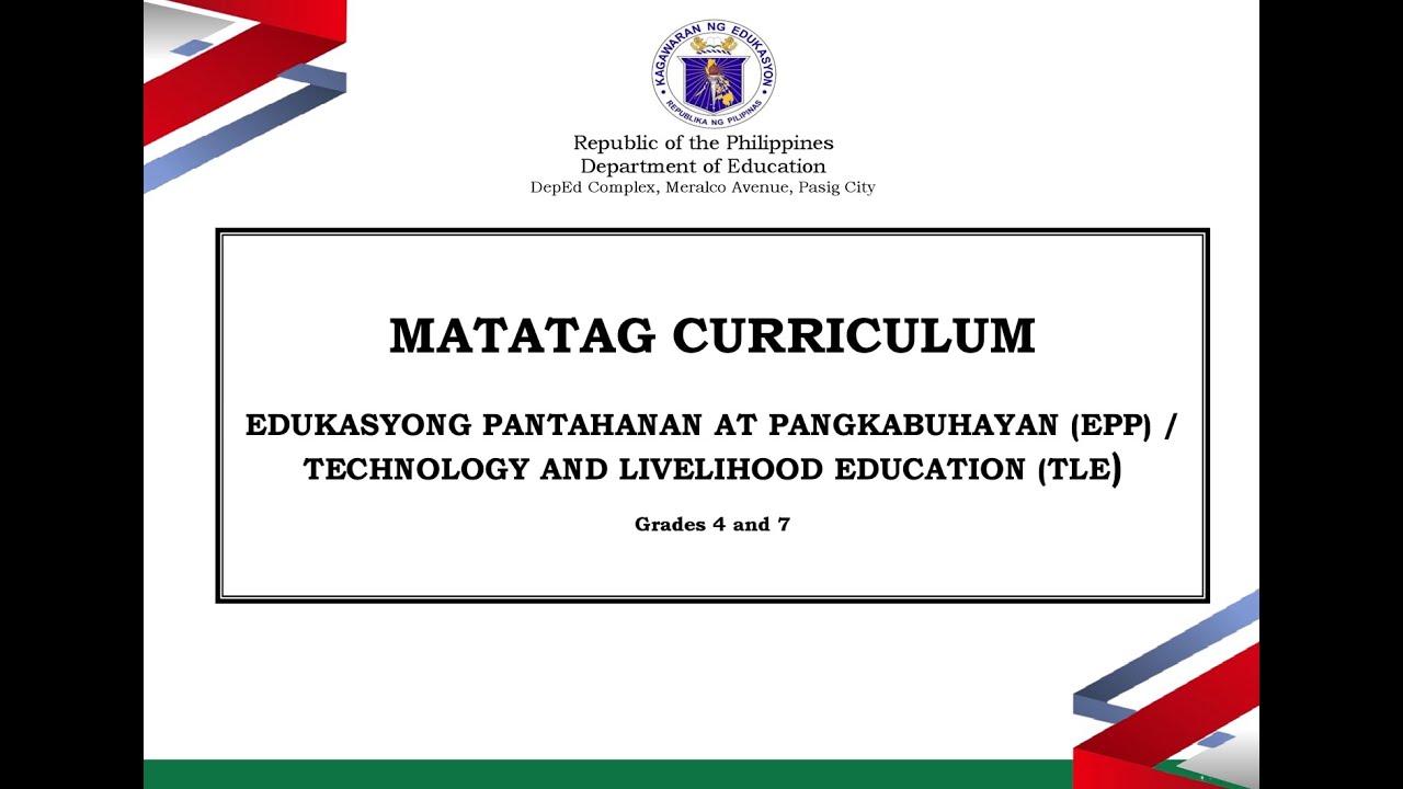 DEPED MATATAG CURRICULUM EPP TLE CG Grades 4 and 7
