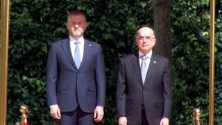 Slovak and Albanian National Anthem | Pellegrini&#39;s Welcoming Ceremony