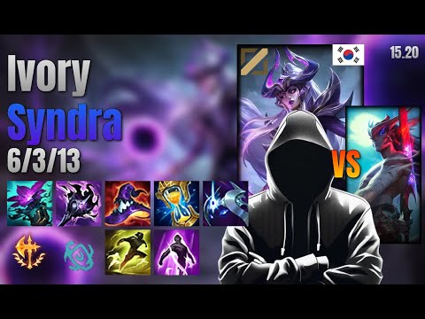 Ivory Mid Syndra vs Yone lol KR solo rank Full Game 15.20 | Ivory 신드라 vs 요네