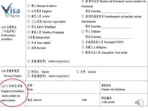 comment remplir visa chine