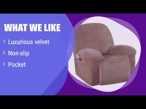 Easy-Going Recliner Stretch Sofa Slipcover Sofa Cover 4-Pieces Furniture Protector Couch Soft with Elastic Bottom, Spandex Jacquard Fabric Small Checks(Recliner,Dark Gray) video review thumbnail