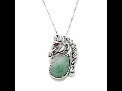 Jade of Yesteryear Jade and Garnet 'Horse' Pendant