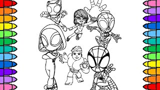 Coloring Spidey and His Amazing Friends All Team Coloring Page