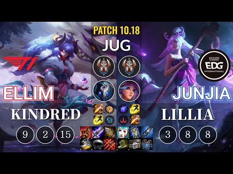 T1 Ellim Kindred vs EDG JunJia Lillia Jungle - KR Patch 10.18