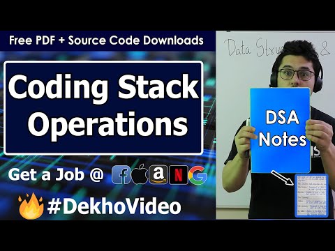 Coding Push Pop isEmpty and isFull Operations in Stack Using an Array| C Code For Stack