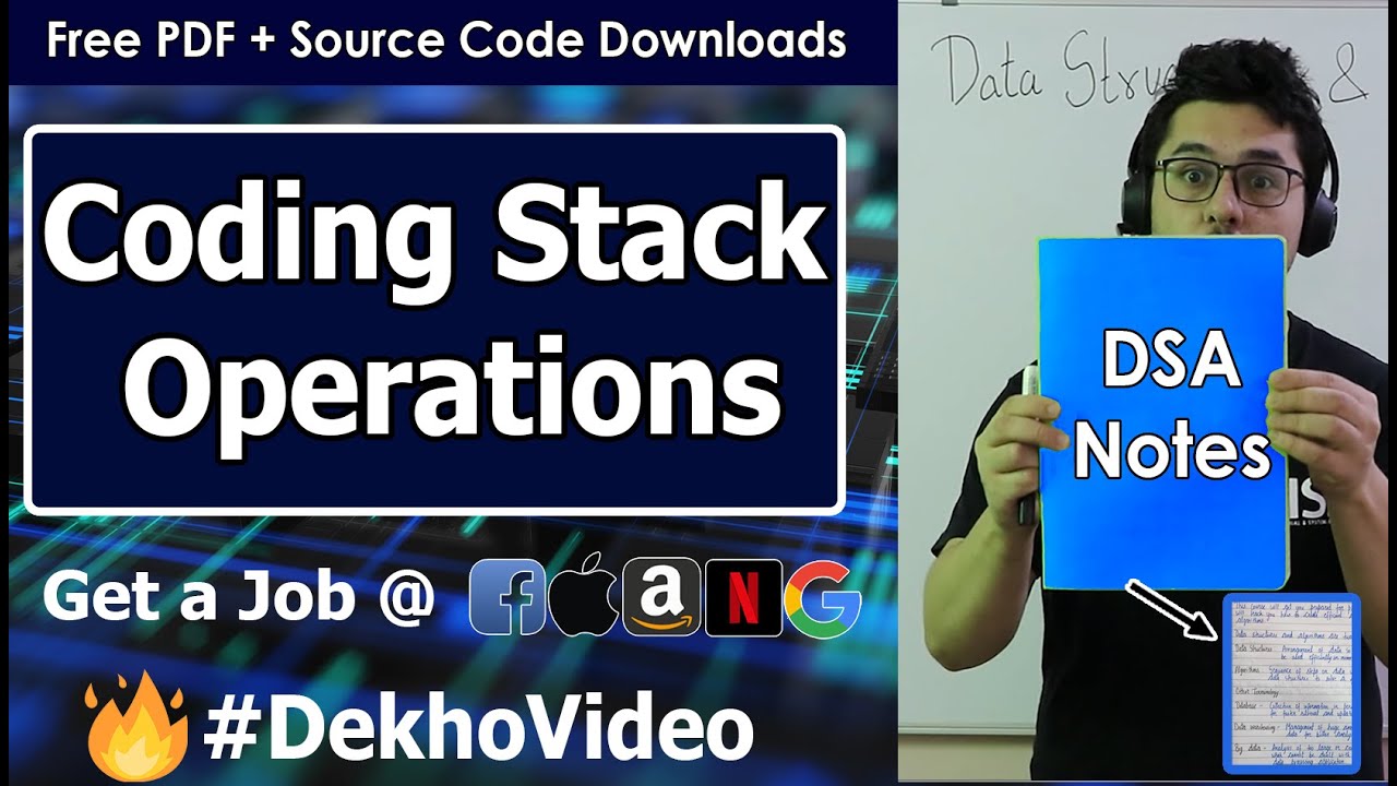 Video thumbnail for Coding Push(), Pop(), isEmpty() and isFull() Operations in Stack Using an Array| C Code For Stack