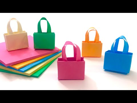 DIY Craft Mini Paper Bag Sticky Note Origami Easy Tutorial, How to make Easy Paper Gift Bag Origami
