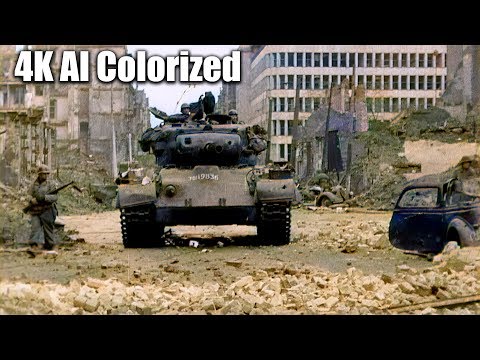 4K AI Colorized | The tank duel at the Cologne cathedral (Extended Version) - DeOldify