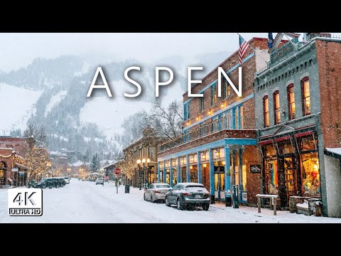 Aspen Colorado   Snowy Day in Christmas Decorated Billionaires Town - 4K Walking Tour
