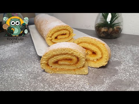 Einfache Biskuit Roulade| Biskuitteig einfach selber machen | Grundrezept Biskuitteig Dinkel