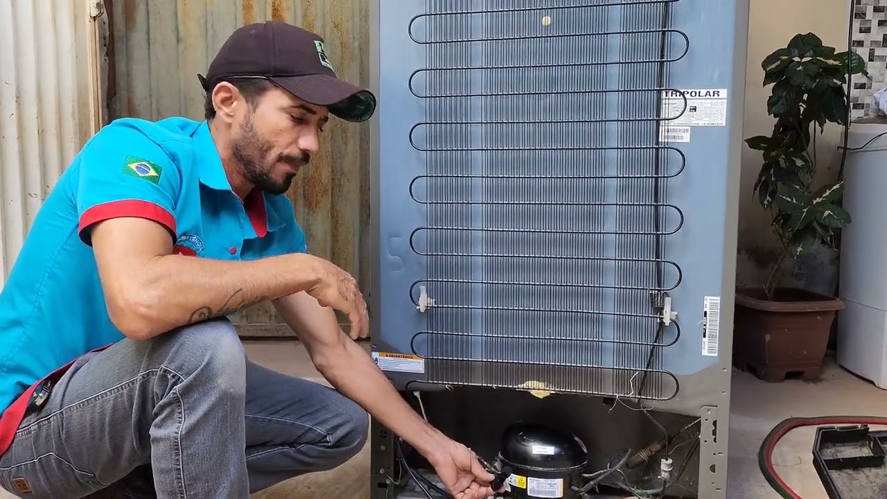 Troca de motor geladeira com gás /R600a/ para /R134a/ veja como é simples.
