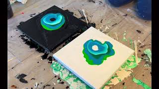 Simple & Easy Dutch pour acrylic fluid art on dual canvas - Black and White! Loved creating this! ❤️