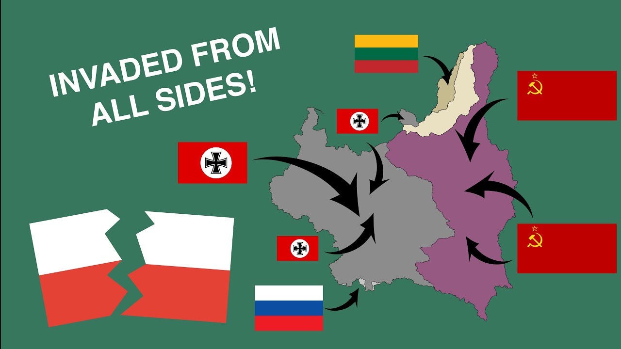 Borders of Poland During WW2 and After Map