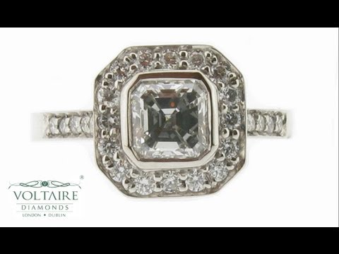 Asscher Cut Halo Style Engagement Ring - ER 1003