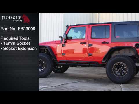 Fishbone Offroad Rock Sliders Install for Jeep Wrangler Unlimited JKU