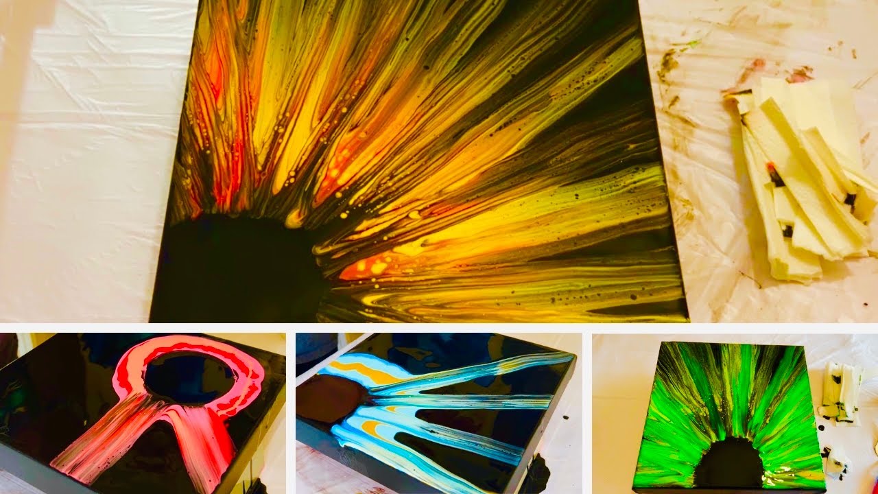 Quadriptych 🤩 You MUST see this! WOW!! 4 Canvas Swipe Design Acrylic Pouring