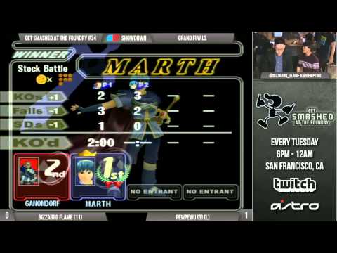 Get Smashed at the Foundry #34 - Grand Finals: Bizzarro Flame (Ganon) vs PewPewU (Marth)
