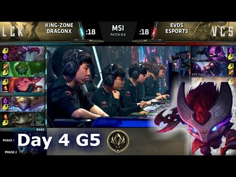 Kingzone DragonX vs EVOS Esports | Day 4 LoL MSI 2018 Main Event Group Stage | KZ vs EVS