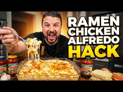 Ramen Chicken Alfredo Bake