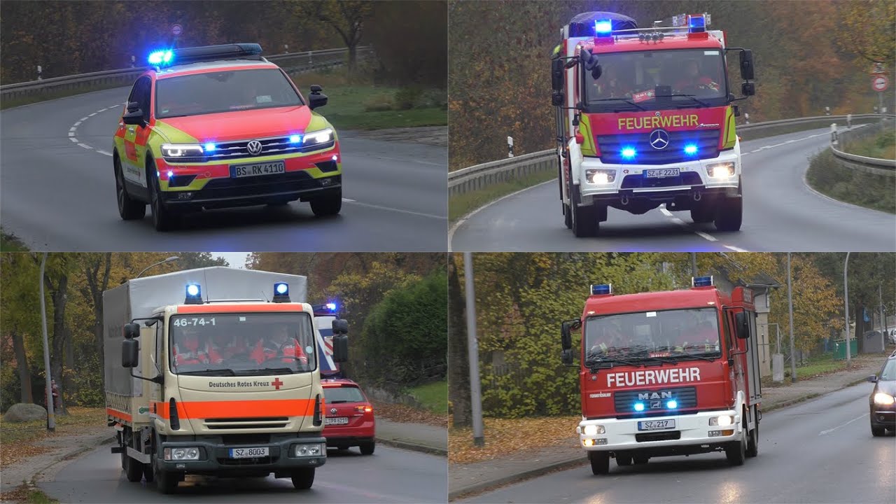 [Feuer auf einem Gutshof] Einsatzfahrten zur Großübung in Salzgitter Üfingen