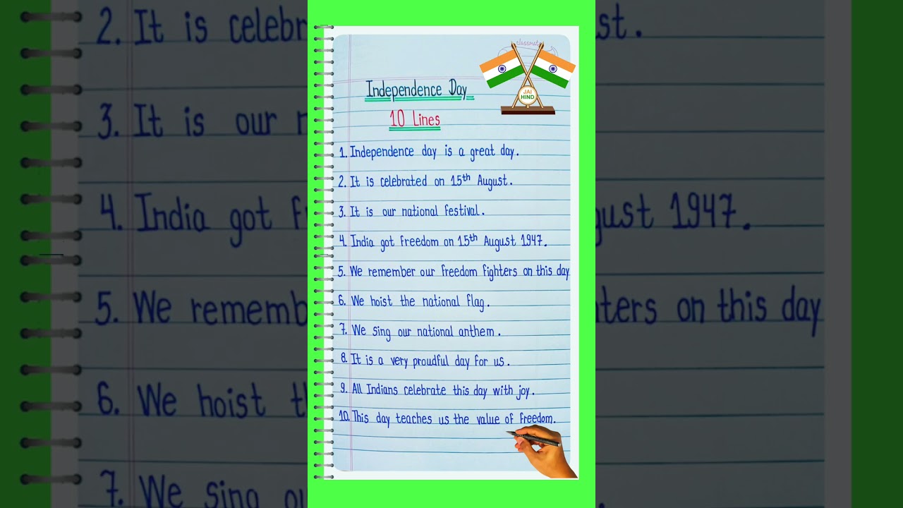 10 lines on Independence Day in english/Independence Day essay in english/15 august essay in english