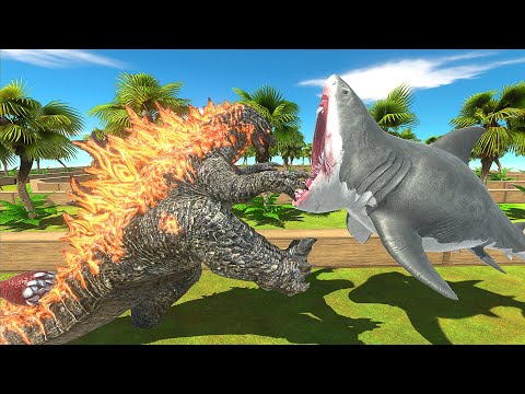 Godzilla vs Mutant Megalodon and Carchalodontosaurus Death Run - Animal Revolt Battle Simulator