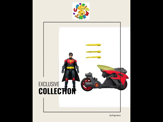 Vídeo relacionado con Mattel DC Premier Figura de Robin de 16,51 cm y vehículo de Motocicleta con Lanzamiento de proyectiles, decoración Exclusiva, Moto de Robin de Batlink, JMD51