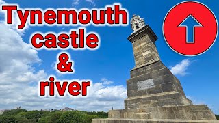 Tynemouth Coast Castle and River landmarks eye spy with drone