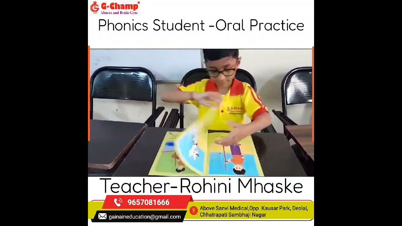 G-Champ phonics student demonstrating oral reading and pronunciation practice