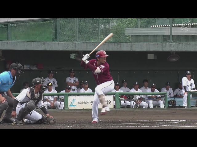 【ファーム】フェンス手前まで伸びる!! イーグルス・小森航大郎 レフトへ2ベースヒットを放つ!! 2025年7月12日 千葉ロッテマリーンズ 対 東北楽天ゴールデンイーグルス