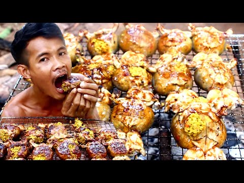 Amazing Grilled BBQ Frog with pork - Delicious Roasting BBQ Frogs