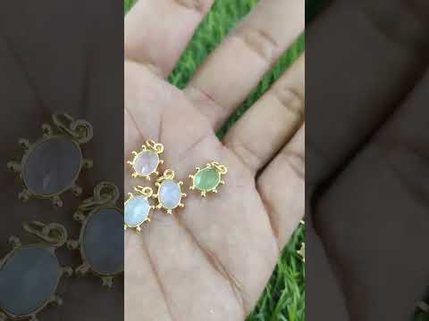 925 silver natural gemstone facny oval bezel pendant, 6x8mm ...