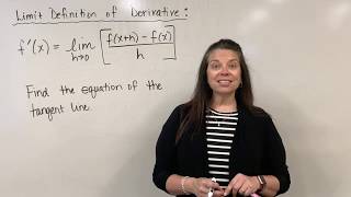 Limit Definition of Derivative: Find the Equation of a Tangent Line (Dr. April Ström)